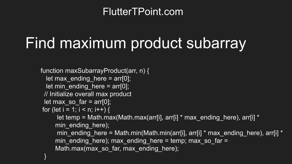 find maximum product subarray